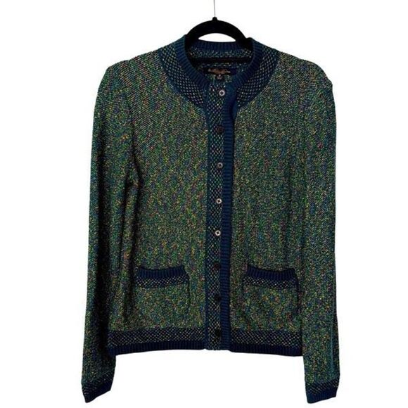 Brooks Brothers Green Cardigan Sweater with Metallic Accents - Medium - Picture 1 of 8